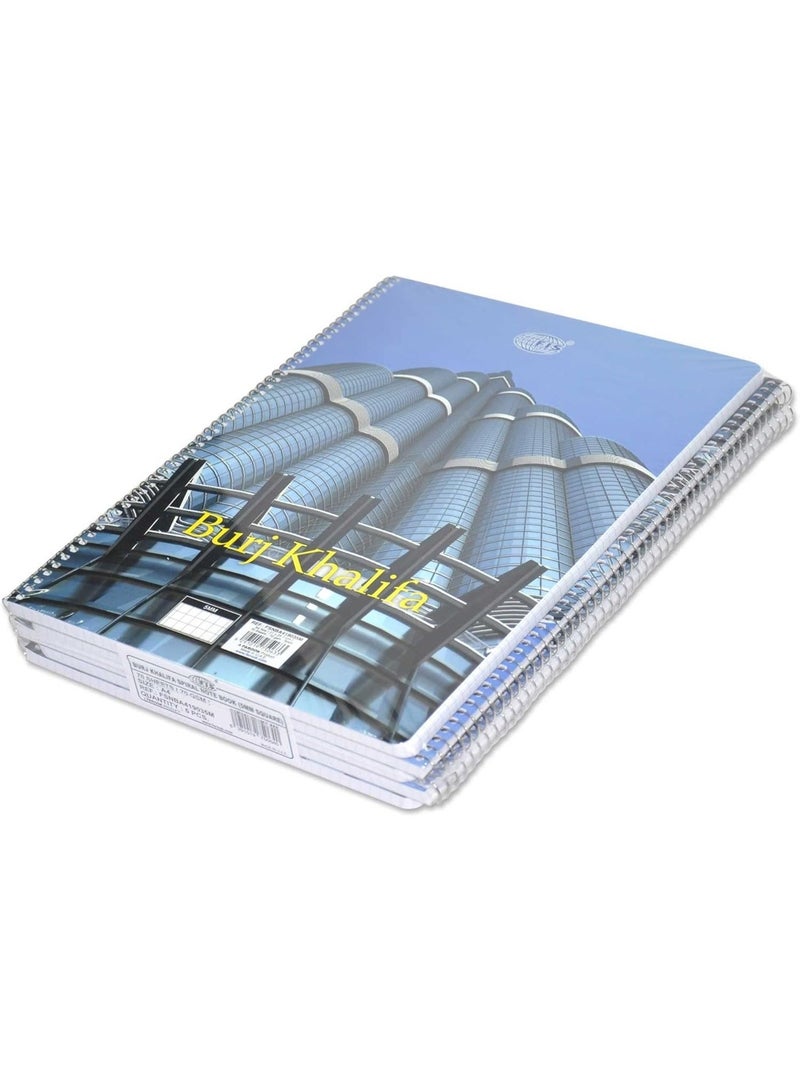 FIS Pack of 5 Burj Khalifa Notebook,A4 Spiral,70 Sheets,70Gsm,5Mm Squared -FSNBA419035M - Image 1